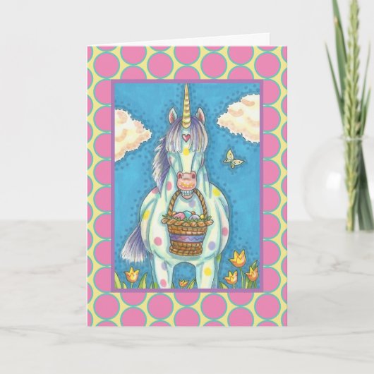 De EENHOORN van de MAND van PASEN, het Vers van Feestdagen Kaart (Voorkant)