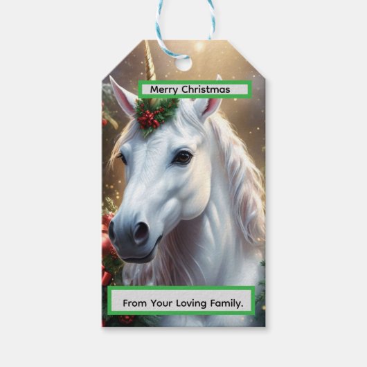 “De Eenhoorn van Noel” Cadeaulabel (Voorkant)