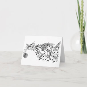 De Eenhoorn & Vogel Notecard van de Vlucht van de Kaart