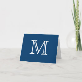 De eenvoudige Blauwe Witte Spatie van het Monogram Notitiekaartje