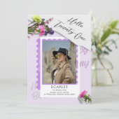 De eenvoudige Chic Paarse 21ste verjaardag Kaart (Staand voorkant)