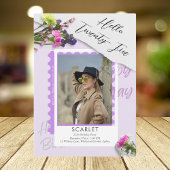 De eenvoudige Chic Paarse 25ste verjaardag Kaart