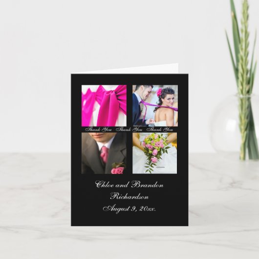 De eenvoudige Collage dankt u kaardt (zwarte) Bedankkaart (Voorkant)
