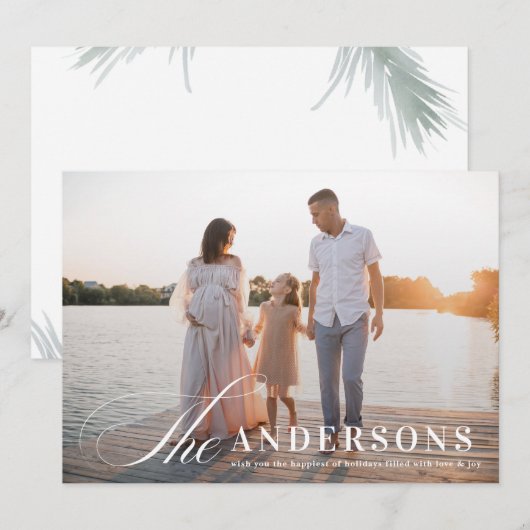 De eenvoudige elegante kerstfoto feestdagenkaart (Voorkant / Achterkant)