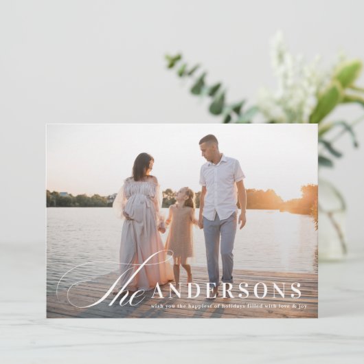 De eenvoudige elegante kerstfoto feestdagenkaart (Staand voorkant)