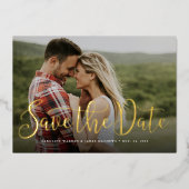 De eenvoudige elegante manuscriptfoto bewaart de d folie uitnodiging (Voorkant)