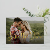 De eenvoudige elegante manuscriptfoto bewaart de d folie uitnodiging (Staand Voorkant)