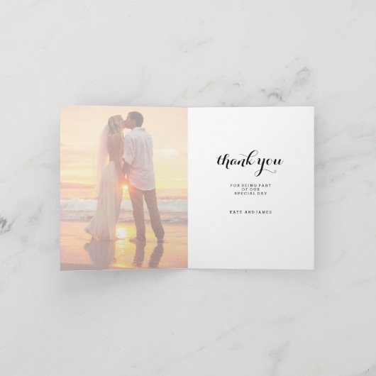 De eenvoudige Foto van het Huwelijk dankt u kaardt Bedankkaart (Binnen)