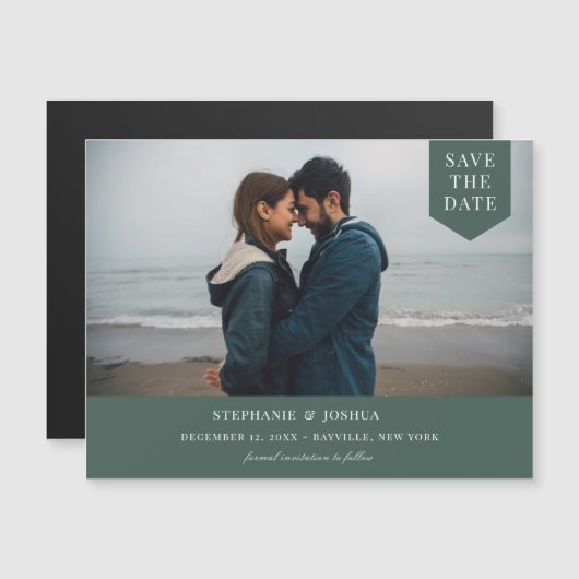 De eenvoudige Foto van het Label bewaart de Datum  Magnetische Uitnodiging (Voorkant / Achterkant)