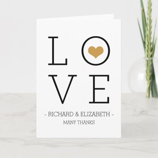 De eenvoudige Gouden Liefde dankt u Kaarten (Voorkant)