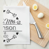 De eenvoudige heer Mrs Couple Name Monogram Kitche Theedoek (Quarter Fold)