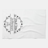 De eenvoudige heer Mrs Couple Name Monogram Kitche Theedoek (Horizontaal)