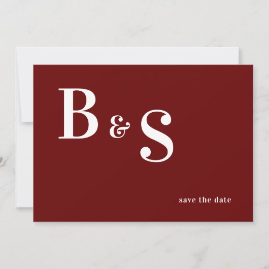 De eenvoudige Moderne Code van het Rode Monogram Q Save The Date (Voorkant)