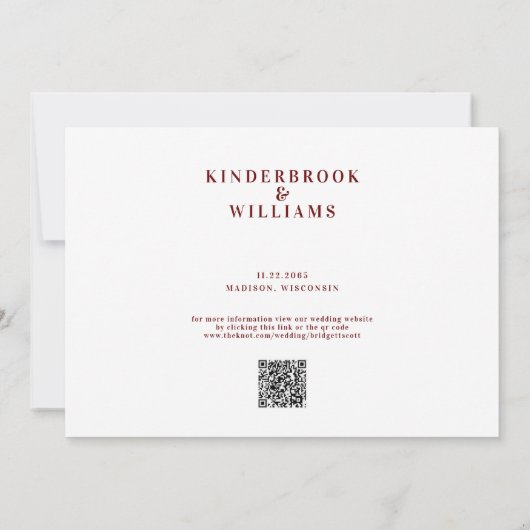 De eenvoudige Moderne Code van het Rode Monogram Q Save The Date (Achterkant)