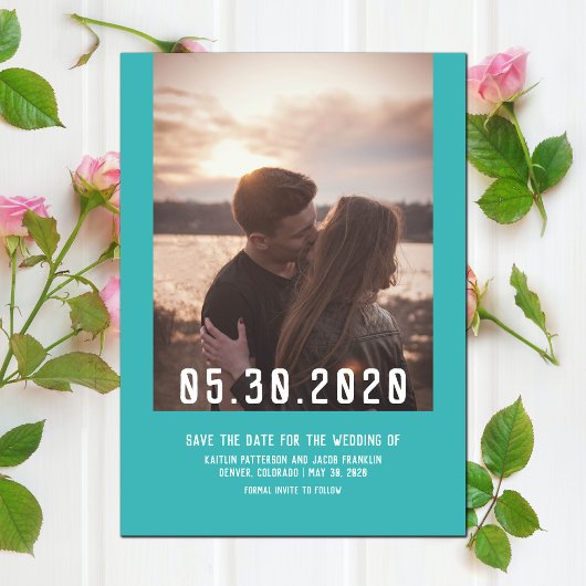 De eenvoudige Moderne Foto bewaart de Datum | BLAU Save The Date