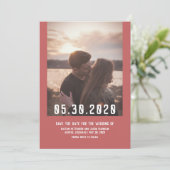 De eenvoudige Moderne Foto bewaart de Datum | Rood Save The Date (Staand voorkant)