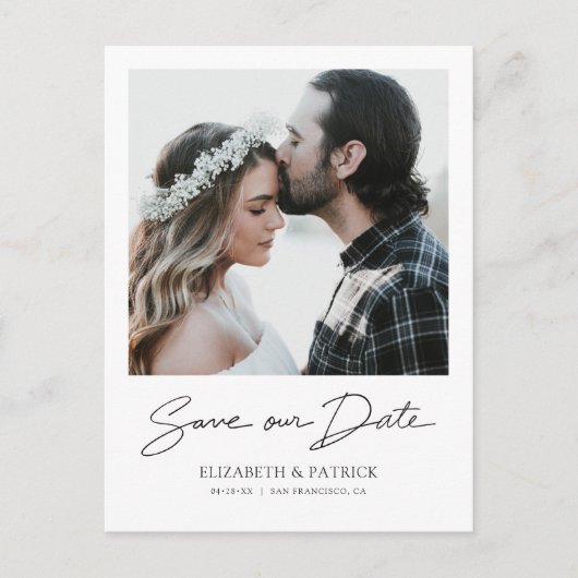 De eenvoudige Moderne Foto bewaart de Datum Uitnodiging Briefkaart (Voorkant)