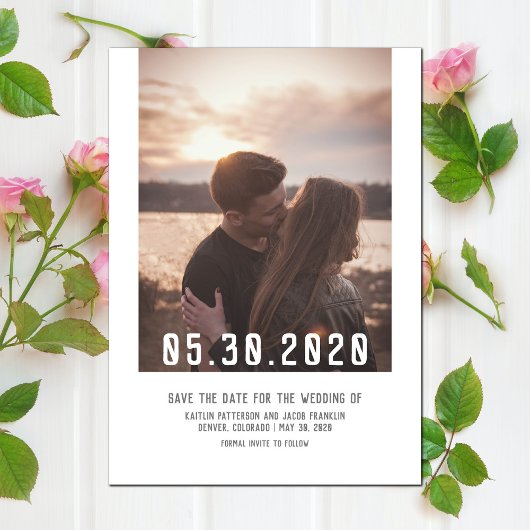 De eenvoudige Moderne Foto bewaart de Datum | wit Save The Date