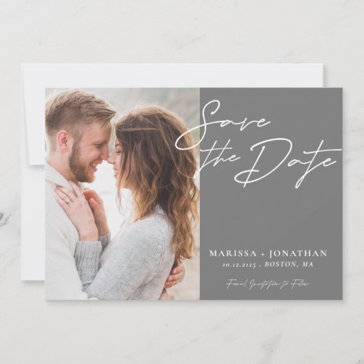 De eenvoudige Moderne Foto van de Typografie bewaa Save The Date (Voorkant)