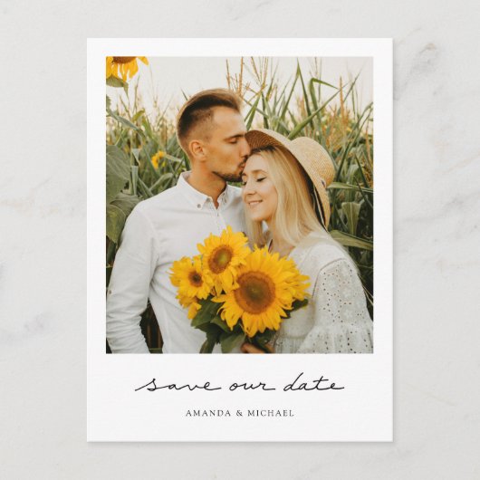 De eenvoudige Moderne Foto van het Manuscript spar Aankondigingskaart (Voorkant)