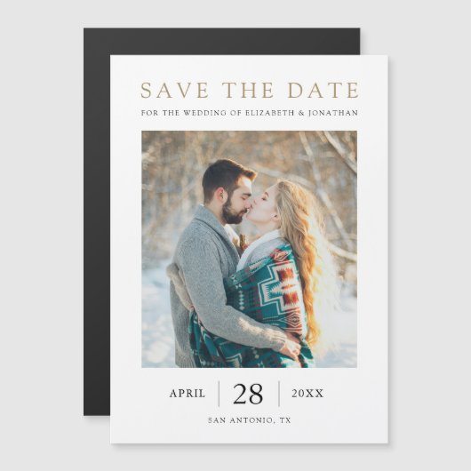 De eenvoudige Moderne Sparen de Kaart van de Datum Magnetische Uitnodiging (Voorkant / Achterkant)