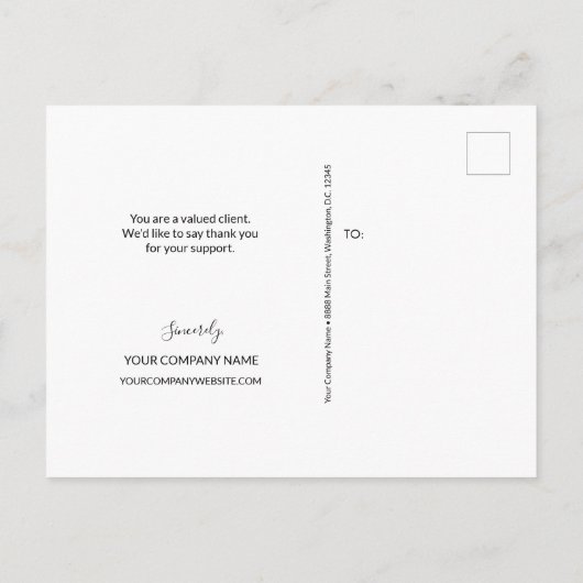 De eenvoudige Naam van het Bedrijf Dank u Manuscri Briefkaart (Achterkant)