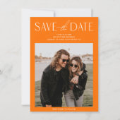 De eenvoudige Oranje Foto sparen de Uitnodiging va (Voorkant)