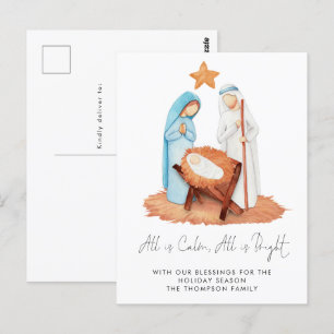 De eenvoudige Scène van de Nativiteit allen is kal Briefkaart