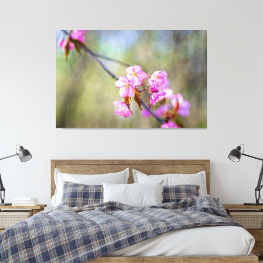 De eenvoudige schoonheid van Sakura Flowers in Spr Canvas Afdruk (Insitu (Slaapkamer))