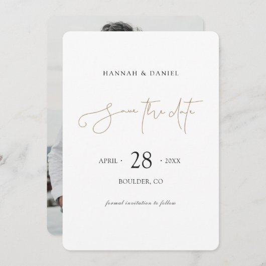 De eenvoudige Volledige Foto sparen de Datum nodig Save The Date (Voorkant / Achterkant)