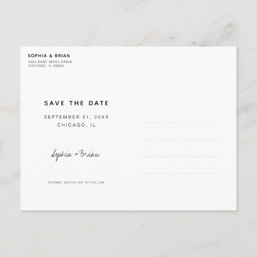 De eenvoudige Witte Rand van het Ontwerp van de Fo Aankondigingskaart (Achterkant)