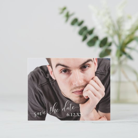 De eenvoudige Witte Tekst sparen het Afstuderen va Briefkaart (Staand voorkant)