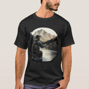 De eenzaamheid van een man tijdens het vissen op d t-shirt