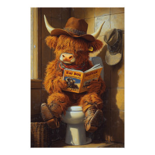 De eenzame lezer Een cowboy's contemplatie Perfect Poster