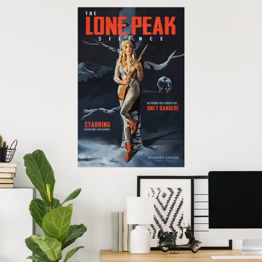 De eenzame piek stilte Retro Ski Pinup film Poster (Thuiskantoor)