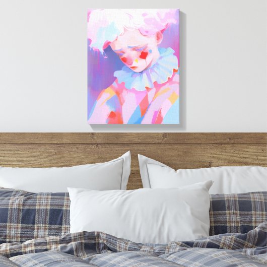 De eenzame roze clown canvas afdruk (Insitu (Slaapkamer))
