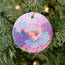 De eenzame roze clown keramisch ornament