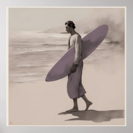 De eenzame surfer - kunstprint poster (Voorkant)
