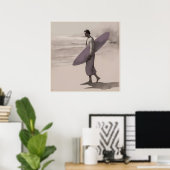 De eenzame surfer - kunstprint poster (Thuiskantoor)