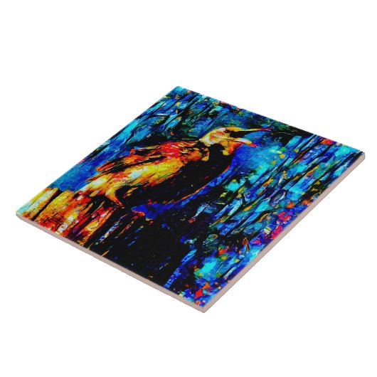 De eenzame vogel 2 tegeltje (Zijkant)