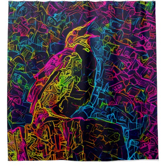 De eenzame vogel 3 douchegordijn (Voorkant)