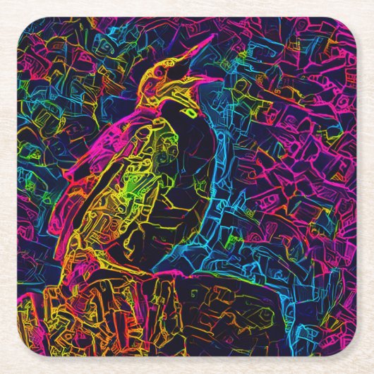 De eenzame vogel 3 kartonnen onderzetters (Voorkant)