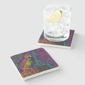 De eenzame vogel 3 stenen onderzetter (Zijkant)