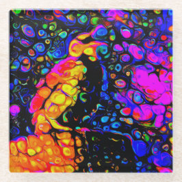 De eenzame vogel 4: vloeibare kunststijl glazen onderzetter