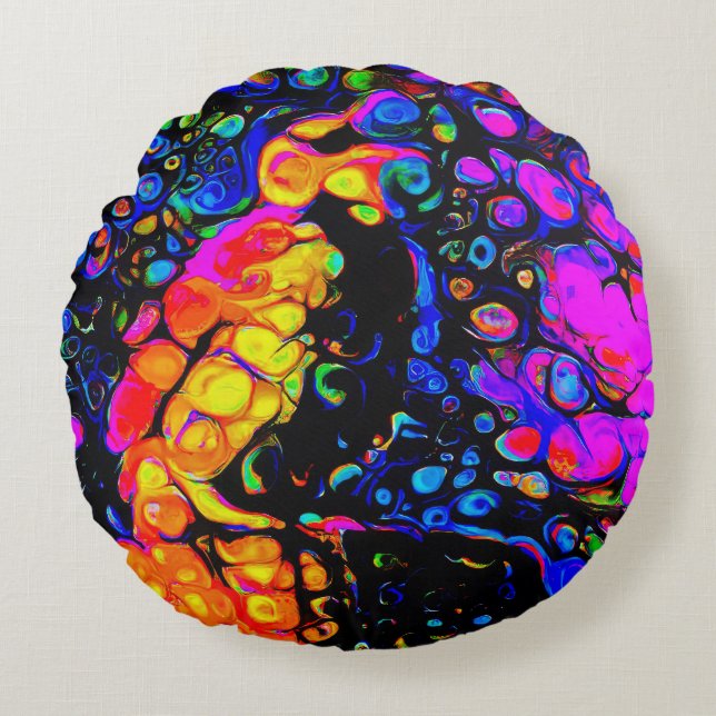 De eenzame vogel 4: vloeibare kunststijl rond kussen (Voorkant)