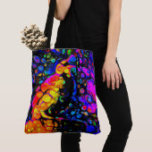 De eenzame vogel 4: vloeibare kunststijl tote bag (Dichtbij)