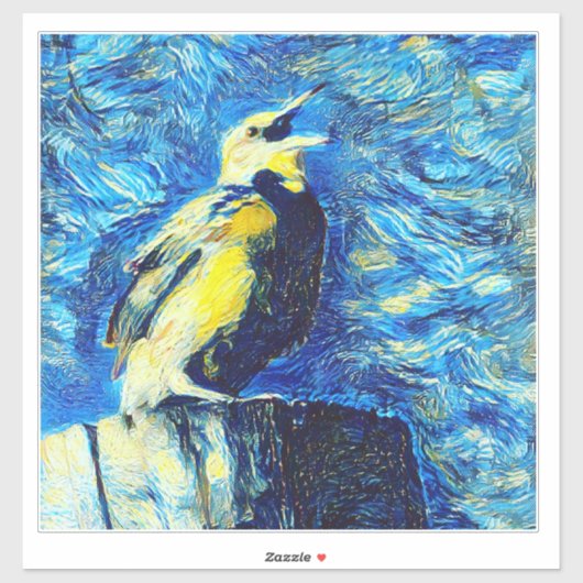 De Eenzame Vogel in VanGogh-stijl Sticker (Vel)