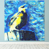 De eenzame vogel van Gogh stijl Canvas Afdruk (Insitu (Houten vloer))