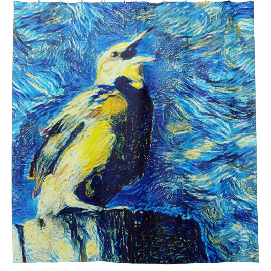 De eenzame vogel van Gogh stijl Douchegordijn (Voorkant)