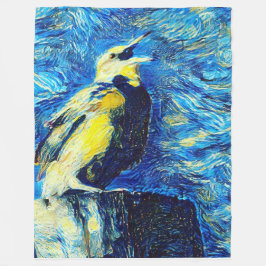 De eenzame vogel van Gogh stijl Fleece Deken